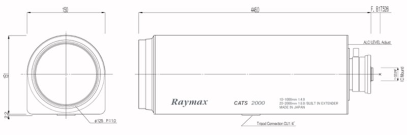 Raymax10-1000mm長(zhǎng)焦鏡頭尺寸